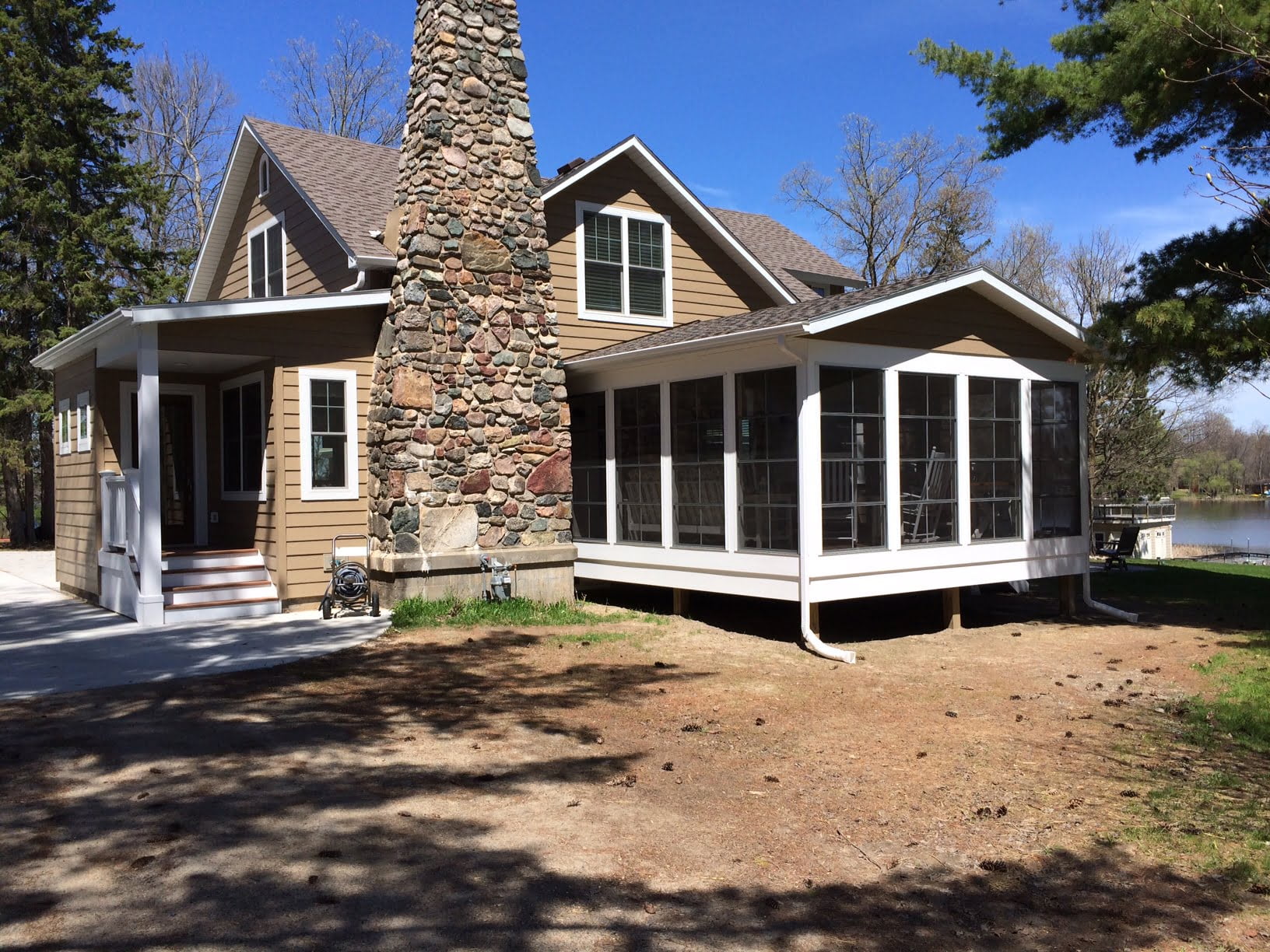 lake house with screened porch