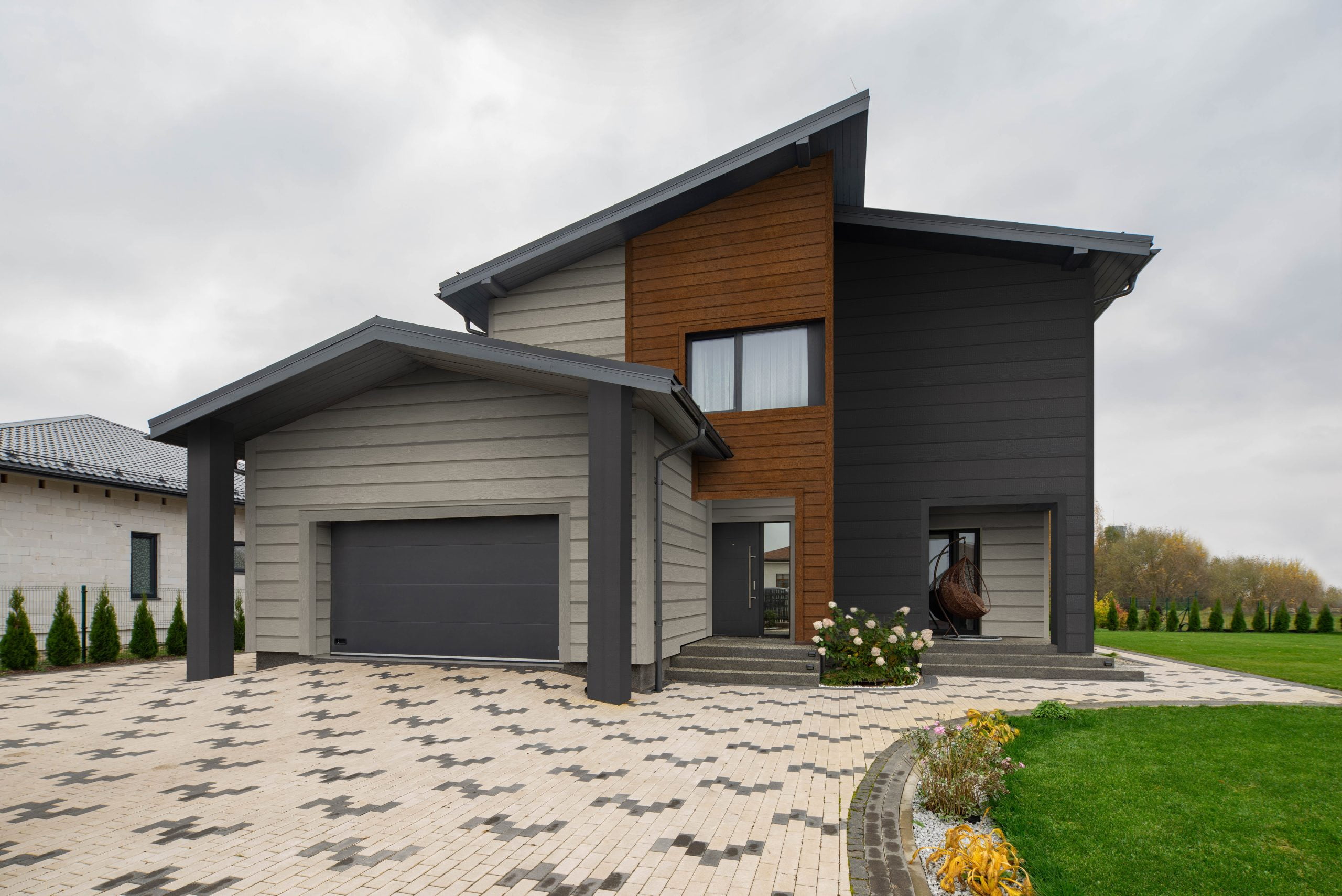 modern home with natural wood